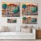 Designart - House With Red Roof and Colorful Autumn Trees - Modern Print on Natural Pine Wood